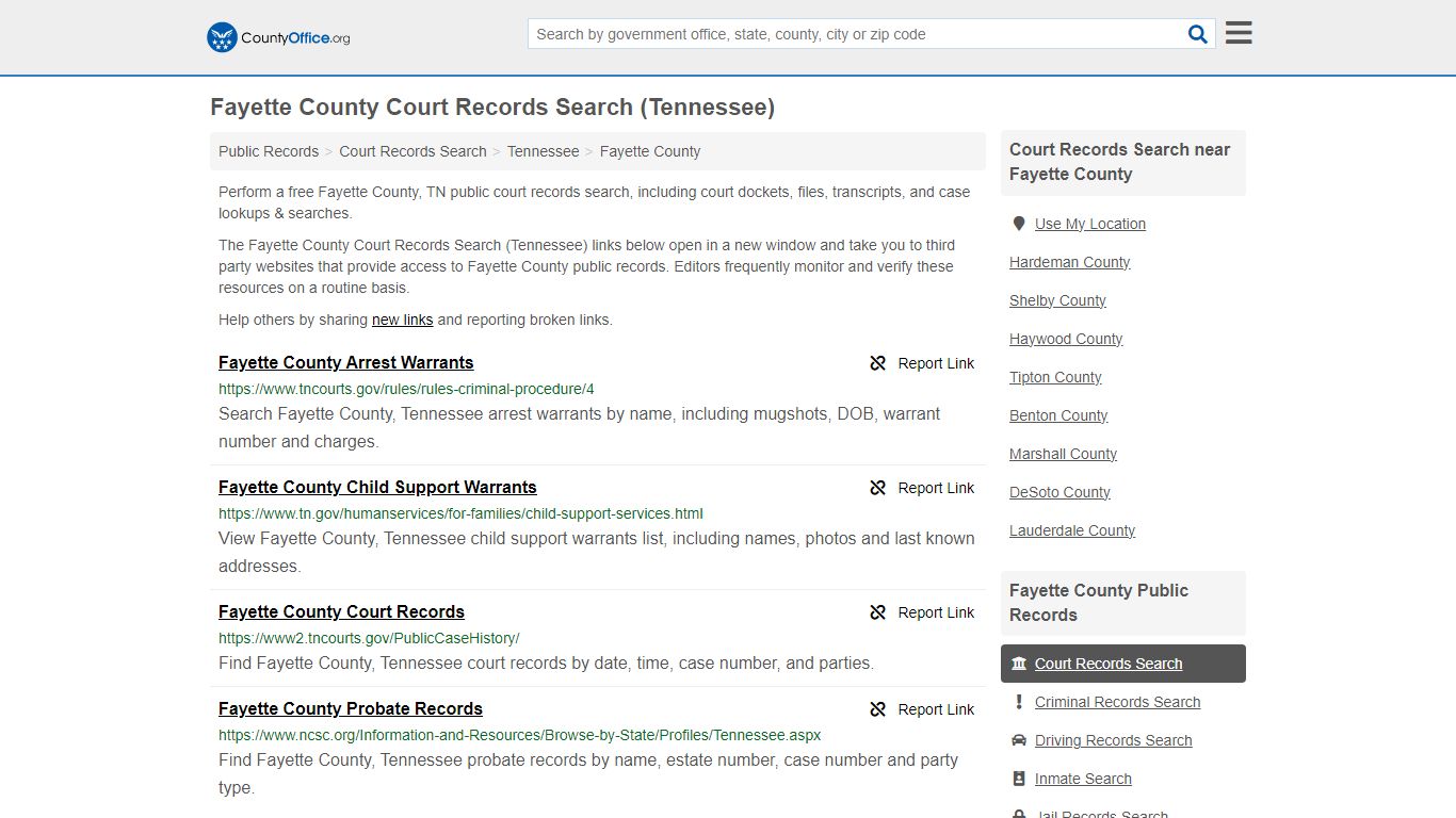 Fayette County Court Records Search (Tennessee) - County Office